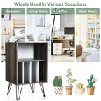 Costway Record Player Stand Turntable Stand Display Shelf Media Storage Cabinet Walnut