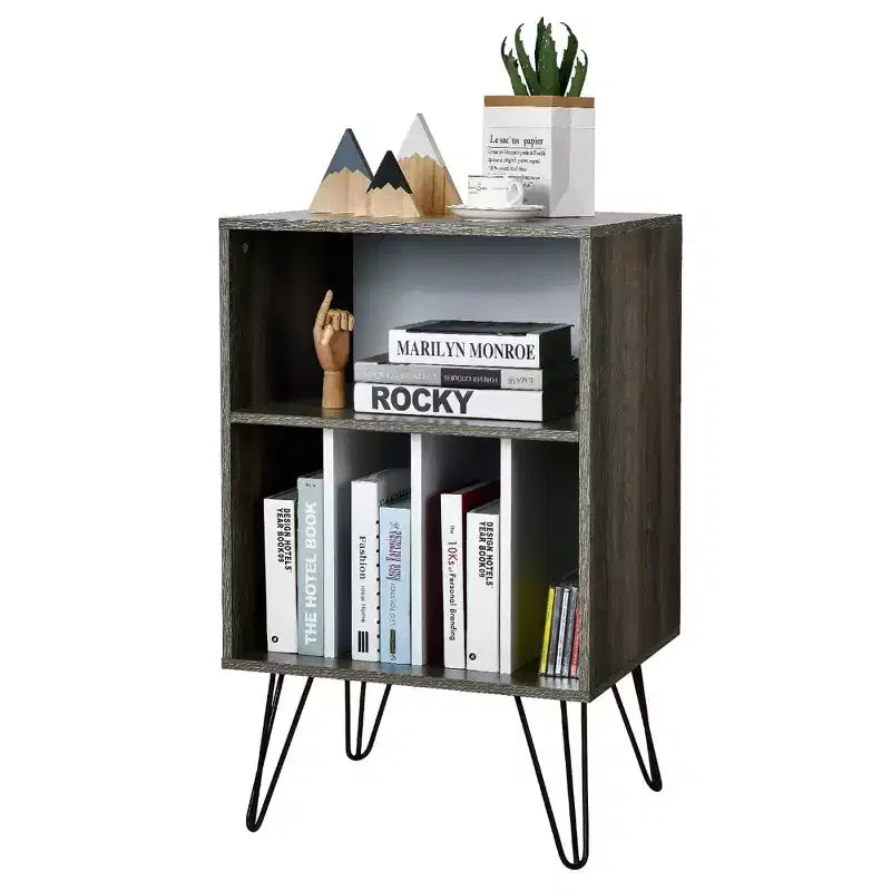 Costway Record Player Stand Turntable Stand Display Shelf Media Storage Cabinet Walnut