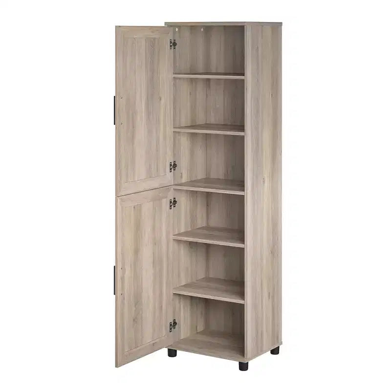 RealRooms Tindall 2 Door Kitchen Pantry Cabinet, Gray Oak