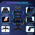 Silla de juegos giratoria ajustable Costway con luces LED y control remoto