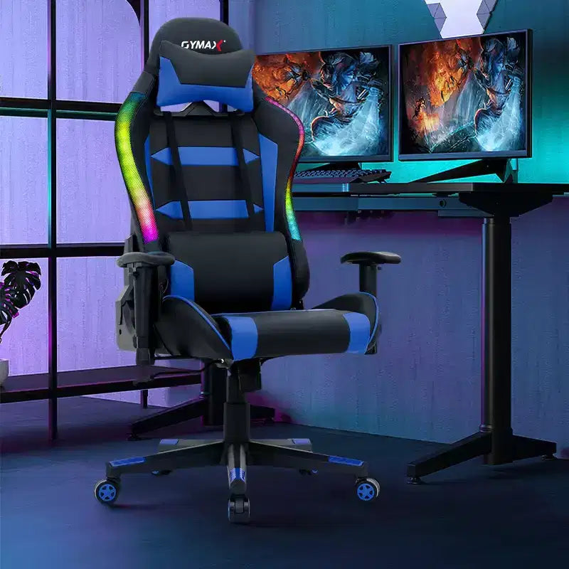 Silla de juegos giratoria ajustable Costway con luces LED y control remoto