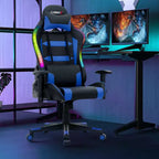 Silla de juegos giratoria ajustable Costway con luces LED y control remoto