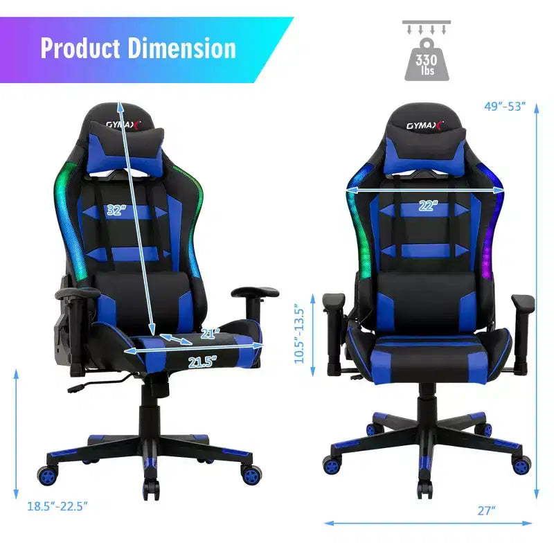 Silla de juegos giratoria ajustable Costway con luces LED y control remoto