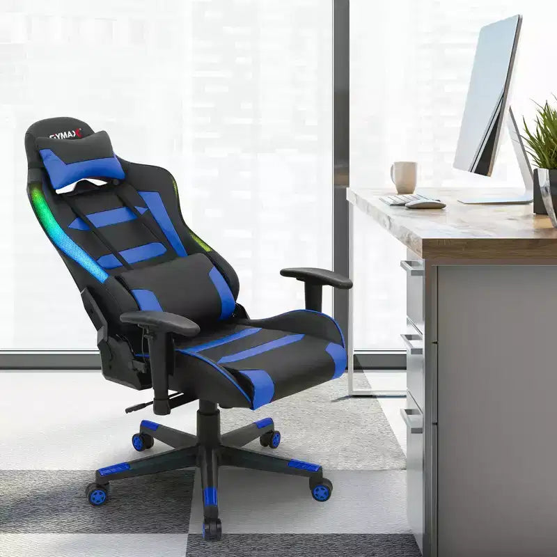 Silla de juegos giratoria ajustable Costway con luces LED y control remoto
