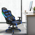 Silla de juegos giratoria ajustable Costway con luces LED y control remoto