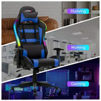 Silla de juegos giratoria ajustable Costway con luces LED y control remoto