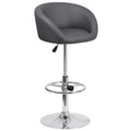 Merrick Lane Bucket Seat Bar and Dining Stool Modern Stool with 360 Swivel, Adjustable Height and Metal Footrest