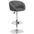 Merrick Lane Bucket Seat Bar and Dining Stool Modern Stool with 360 Swivel, Adjustable Height and Metal Footrest