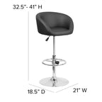 Merrick Lane - Taburete moderno para bar y comedor con asiento tipo cubo, giratorio 360°, altura ajustable y reposapiés de metal
