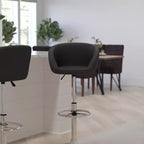 Merrick Lane - Taburete moderno para bar y comedor con asiento tipo cubo, giratorio 360°, altura ajustable y reposapiés de metal