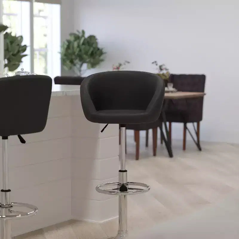 Merrick Lane - Taburete moderno para bar y comedor con asiento tipo cubo, giratorio 360°, altura ajustable y reposapiés de metal