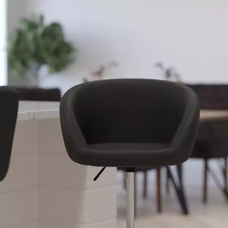 Merrick Lane - Taburete moderno para bar y comedor con asiento tipo cubo, giratorio 360°, altura ajustable y reposapiés de metal