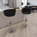 Merrick Lane - Taburete moderno para bar y comedor con asiento tipo cubo, giratorio 360°, altura ajustable y reposapiés de metal
