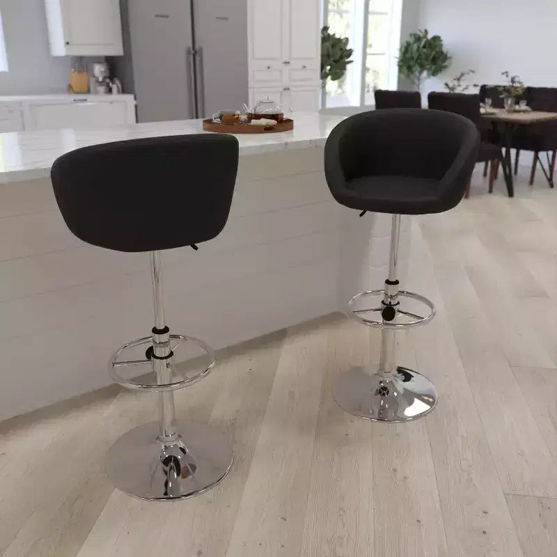 Merrick Lane - Taburete moderno para bar y comedor con asiento tipo cubo, giratorio 360°, altura ajustable y reposapiés de metal