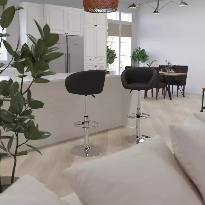 Merrick Lane - Taburete moderno para bar y comedor con asiento tipo cubo, giratorio 360°, altura ajustable y reposapiés de metal
