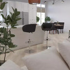 Merrick Lane - Taburete moderno para bar y comedor con asiento tipo cubo, giratorio 360°, altura ajustable y reposapiés de metal