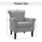 Costway Sillón decorativo moderno tapizado en tela con patas de madera de caucho Gris oscuro/Gris claro