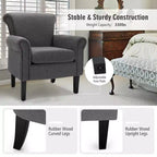 Costway Sillón decorativo moderno tapizado en tela con patas de madera de caucho Gris oscuro/Gris claro