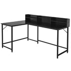 Escritorio de ordenador en forma de L de Costway de 166.37 cm, mesa esquinera para oficina en casa con estantería