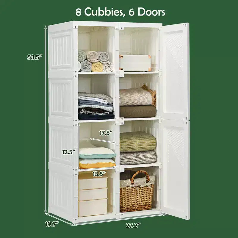 Armario portátil Costway, ropero plegable con 8 cubículos de almacenamiento