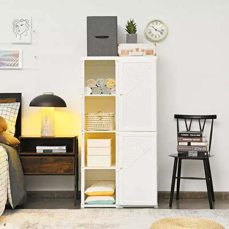 Armario portátil Costway, ropero plegable con 8 cubículos de almacenamiento