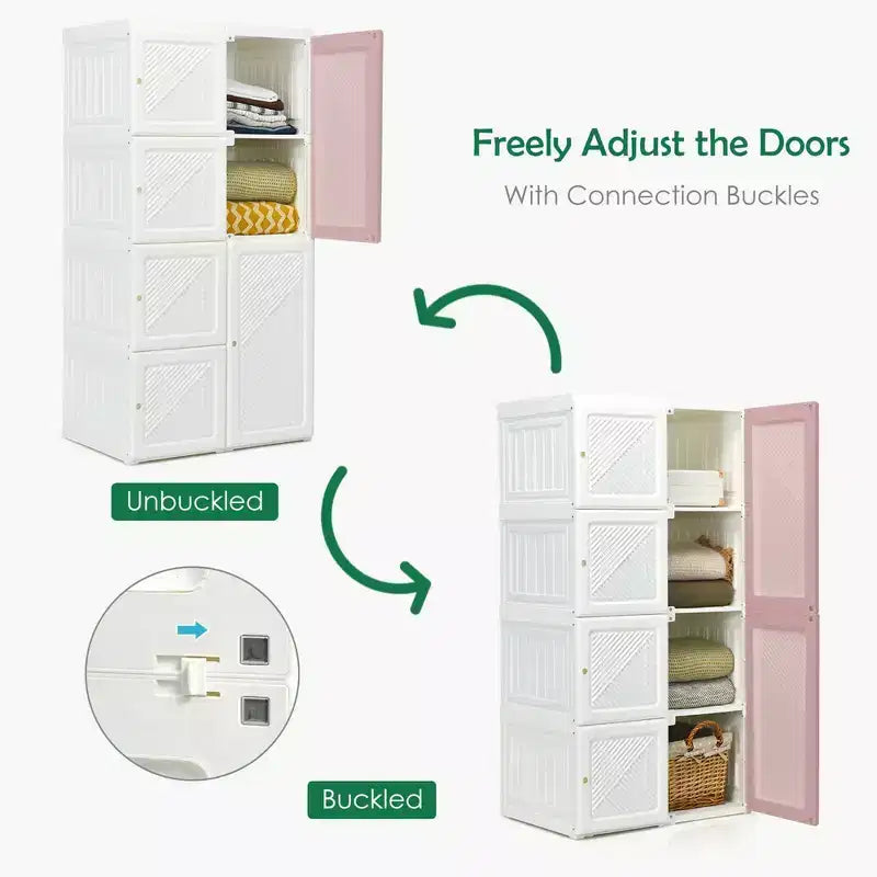 Armario portátil Costway, ropero plegable con 8 cubículos de almacenamiento