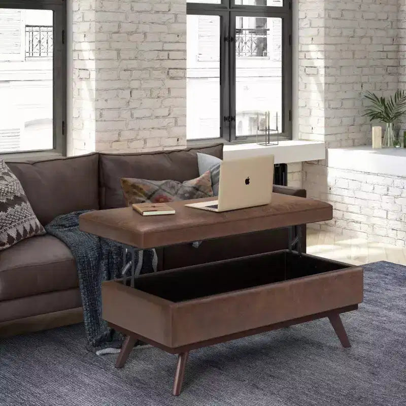 Mesa de centro otomana grande con tapa elevable Ethan - WyndenHall