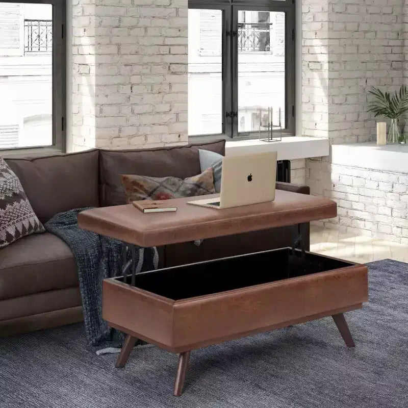 Mesa de centro otomana grande con tapa elevable Ethan - WyndenHall