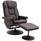 HOMCOM Sillón Reclinable Giratorio con Otomana, Sillón Reclinable de Cuero Sintético y Reposapiés con Base Envuelta para Sala de Estar, Dormitorio y Oficina en Casa