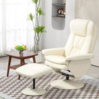 HOMCOM Sillón Reclinable Giratorio con Otomana, Sillón Reclinable de Cuero Sintético y Reposapiés con Base Envuelta para Sala de Estar, Dormitorio y Oficina en Casa