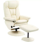 HOMCOM Sillón Reclinable Giratorio con Otomana, Sillón Reclinable de Cuero Sintético y Reposapiés con Base Envuelta para Sala de Estar, Dormitorio y Oficina en Casa