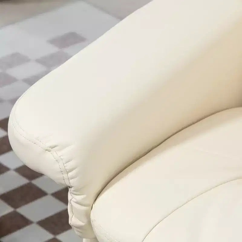 HOMCOM Sillón Reclinable Giratorio con Otomana, Sillón Reclinable de Cuero Sintético y Reposapiés con Base Envuelta para Sala de Estar, Dormitorio y Oficina en Casa