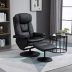 HOMCOM Sillón Reclinable Giratorio con Otomana, Sillón Reclinable de Cuero Sintético y Reposapiés con Base Envuelta para Sala de Estar, Dormitorio y Oficina en Casa