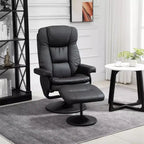 HOMCOM Sillón Reclinable Giratorio con Otomana, Sillón Reclinable de Cuero Sintético y Reposapiés con Base Envuelta para Sala de Estar, Dormitorio y Oficina en Casa