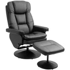 HOMCOM Sillón Reclinable Giratorio con Otomana, Sillón Reclinable de Cuero Sintético y Reposapiés con Base Envuelta para Sala de Estar, Dormitorio y Oficina en Casa