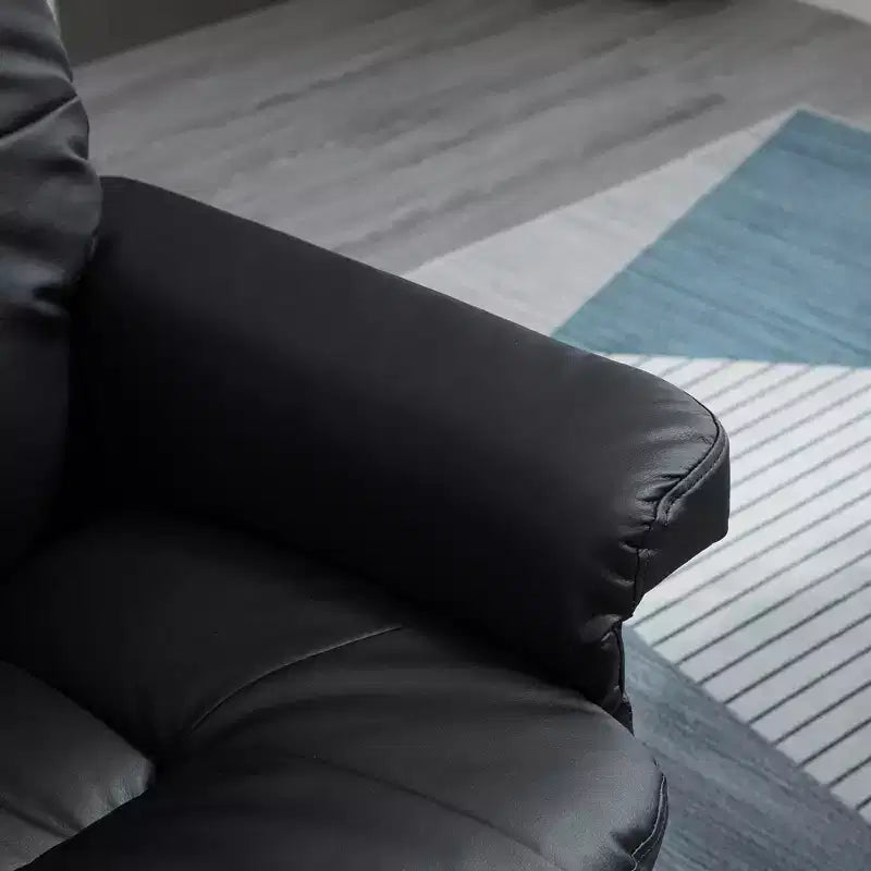 HOMCOM Sillón Reclinable Giratorio con Otomana, Sillón Reclinable de Cuero Sintético y Reposapiés con Base Envuelta para Sala de Estar, Dormitorio y Oficina en Casa