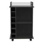 TUHOME Carrito de bar para vinos y licores Dukat, portátil, con puerta de vidrio, 4 ruedas, 2 estantes y 6 compartimentos