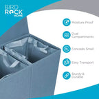Cesto doble de ropa sucia BirdRock Home de lino con tapa y forro extraíble - Azul claro