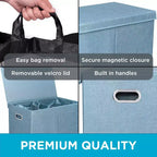Cesto doble de ropa sucia BirdRock Home de lino con tapa y forro extraíble - Azul claro