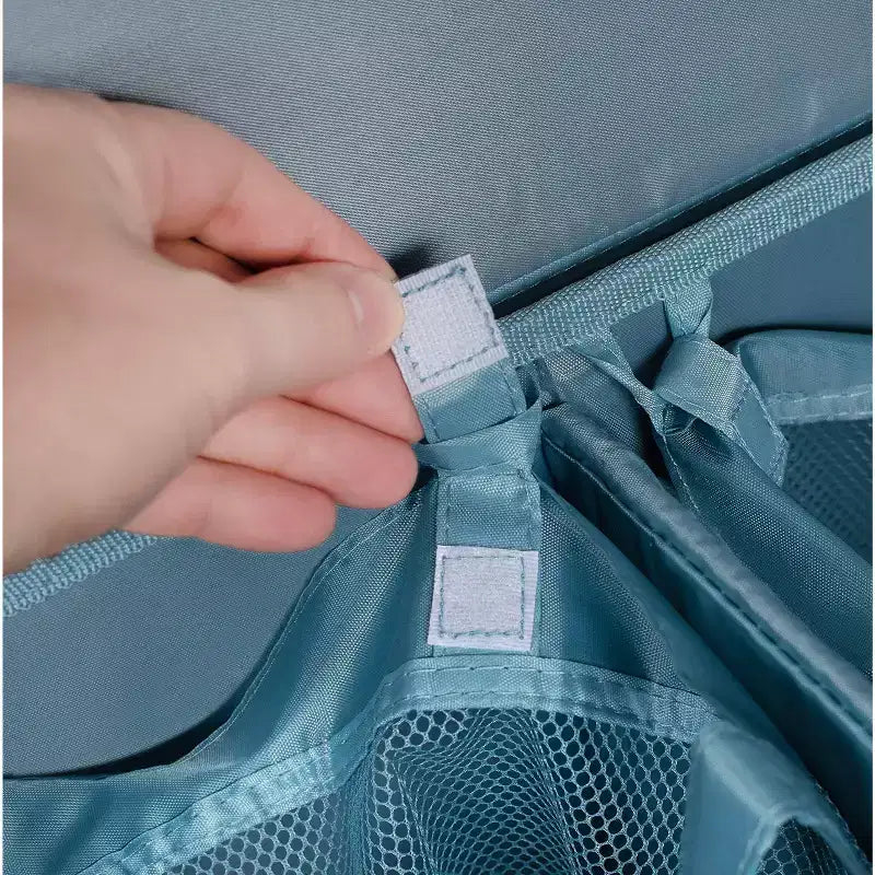 Cesto doble de ropa sucia BirdRock Home de lino con tapa y forro extraíble - Azul claro