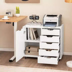 Cómoda de almacenamiento rodante de 5 cajones Costway, archivador lateral con estante ajustable