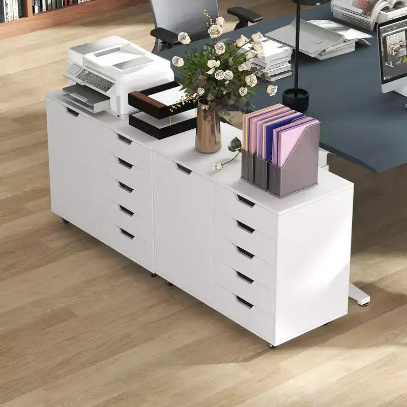 Cómoda de almacenamiento rodante de 5 cajones Costway, archivador lateral con estante ajustable