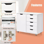 Cómoda de almacenamiento rodante de 5 cajones Costway, archivador lateral con estante ajustable