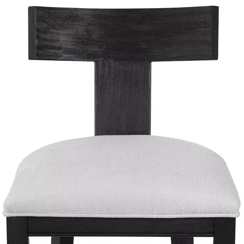 Taburete de bar de madera de carbón Uttermost negro de 26 1/4 de alto con cojín de tela blanco moderno con respaldo y reposapiés para barra de cocina