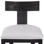 Taburete de bar de madera de carbón Uttermost negro de 26 1/4 de alto con cojín de tela blanco moderno con respaldo y reposapiés para barra de cocina