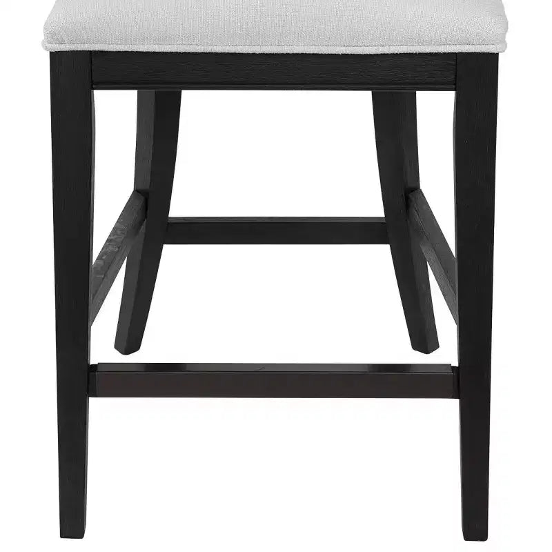Taburete de bar de madera de carbón Uttermost negro de 26 1/4 de alto con cojín de tela blanco moderno con respaldo y reposapiés para barra de cocina