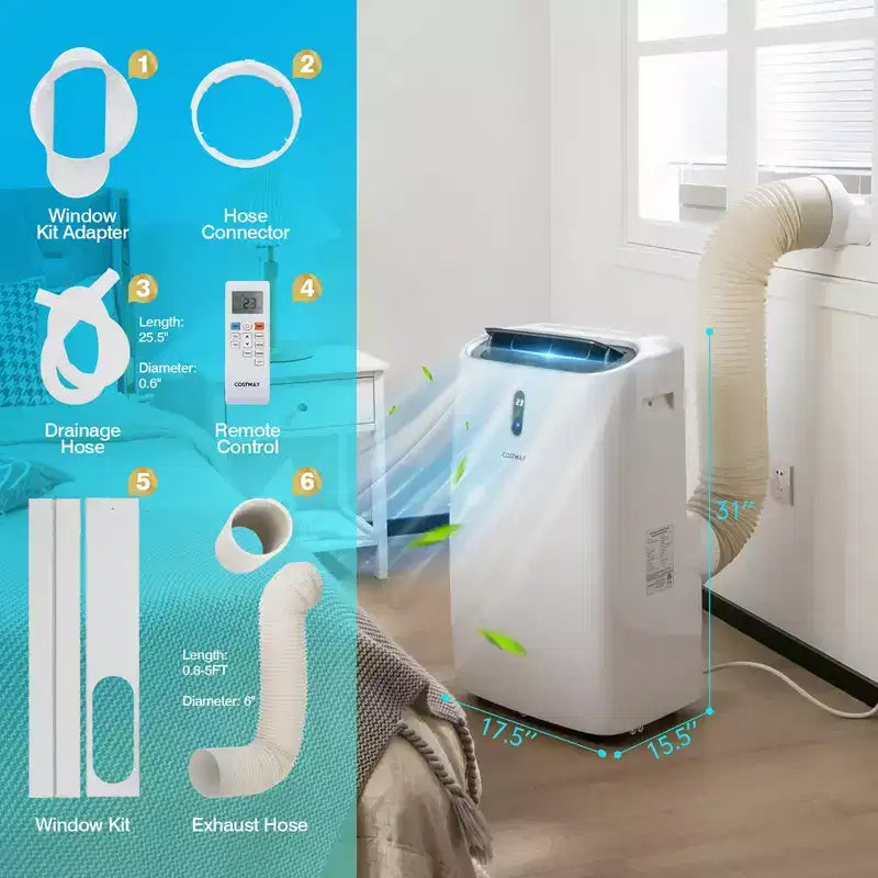 Costway 8800 BTU (12000 BTU ASHRAE) Portable Air Conditioner 4-in-1 Air Cooler w/ APP & WiFi Smart Control
