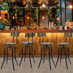 Costway Juego de 4 taburetes de bar industriales ajustables giratorios de altura de encimera para comedor
