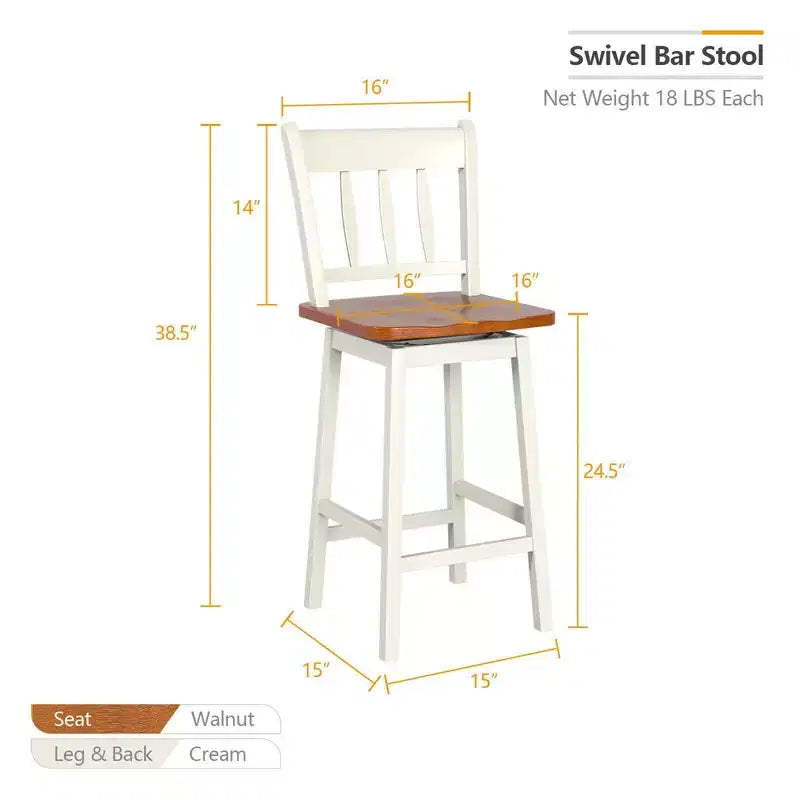 Costway Taburete de Bar Giratorio de 4 Piezas de 62,2 cm de Altura de Mostrador con Reposapiés