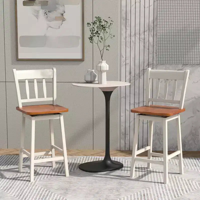 Costway Taburete de Bar Giratorio de 4 Piezas de 62,2 cm de Altura de Mostrador con Reposapiés